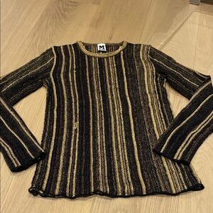 Missoni Black and Gold Striped Knit Top